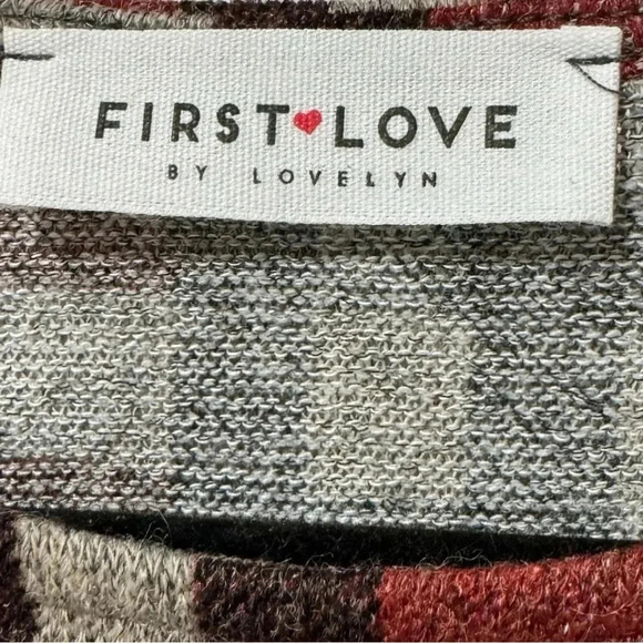 FIRST LOVE Autumn Rust Plaid Knit Long Sleeve Oversized Light Sweater Top - Picture 6 of 10